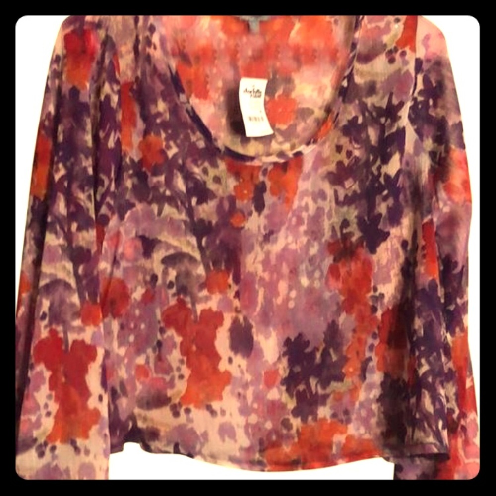 Sheer Floral Charlotte Russe Blouse with tags